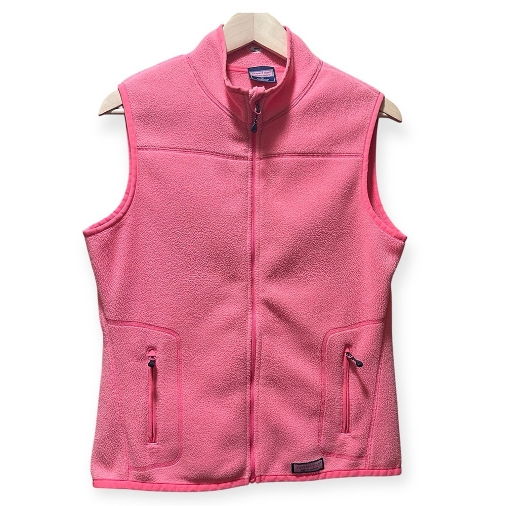 EUC Vineyard Vines Bright Pink Fleece Vest